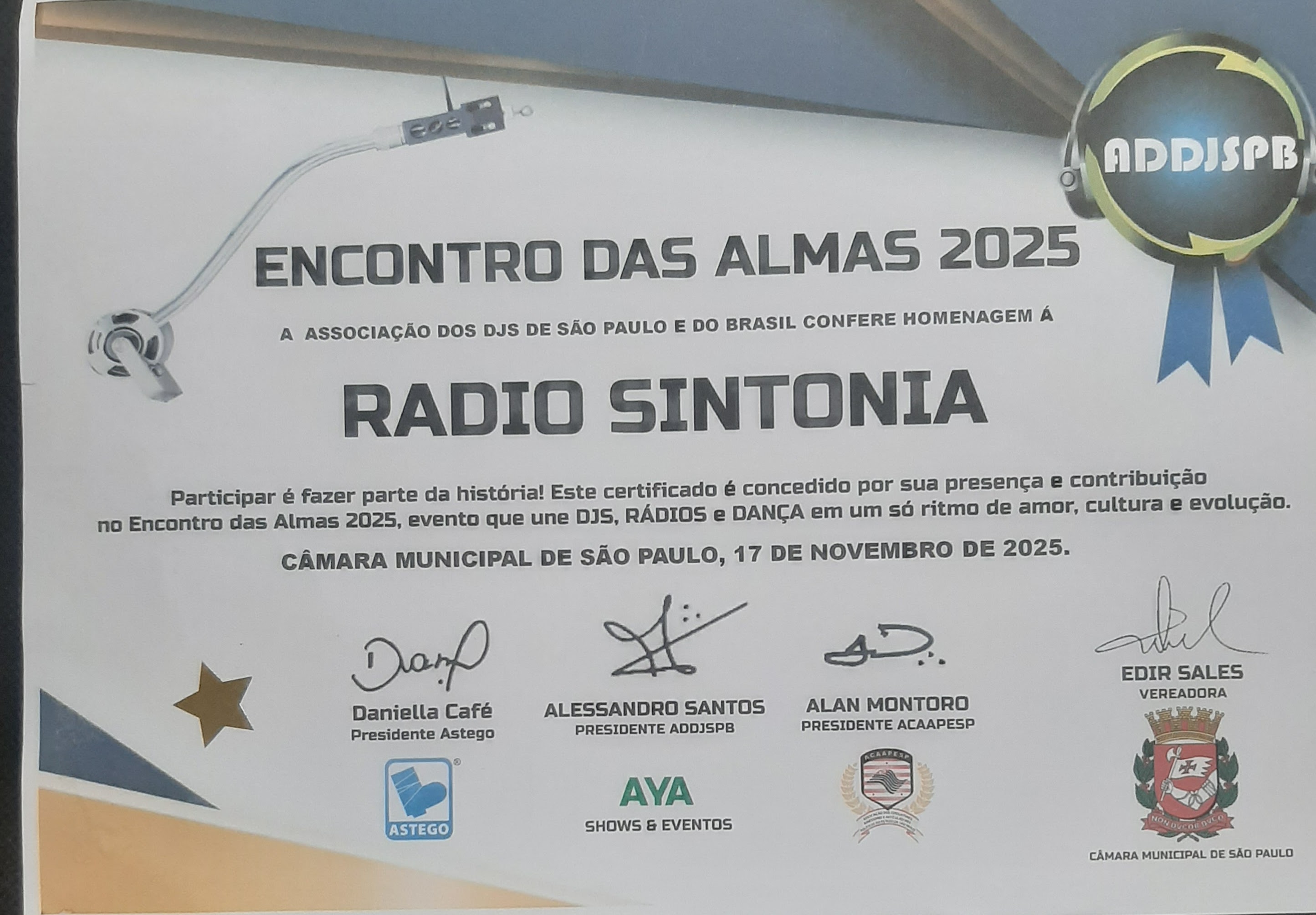 homenagen a Rádio Sintonia